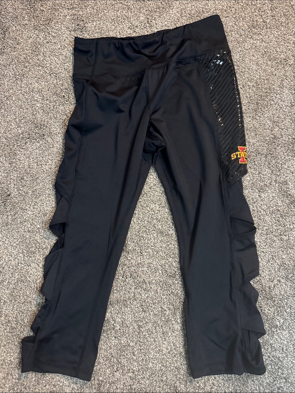 Rivalry Threads Iowa State Black Capris with Side Cutouts